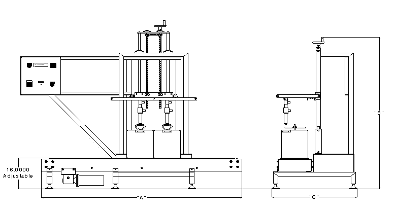 Low Profile Pail Filler by Packaging Dynamics, Ltd. - Manufacturer of Automatic & Semi-Automatic Liquid fillers, Conveyors, Unscramblers, Accumulators, and Custom Designed Packaging machinery & nozzles for liquids.