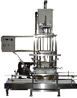 Low Profile Pail Filler by Packaging Dynamics, Ltd. - Manufacturer of Automatic & Semi-Automatic Liquid fillers, Conveyors, Unscramblers, Accumulators, and Custom Designed Packaging machinery & nozzles for liquids.